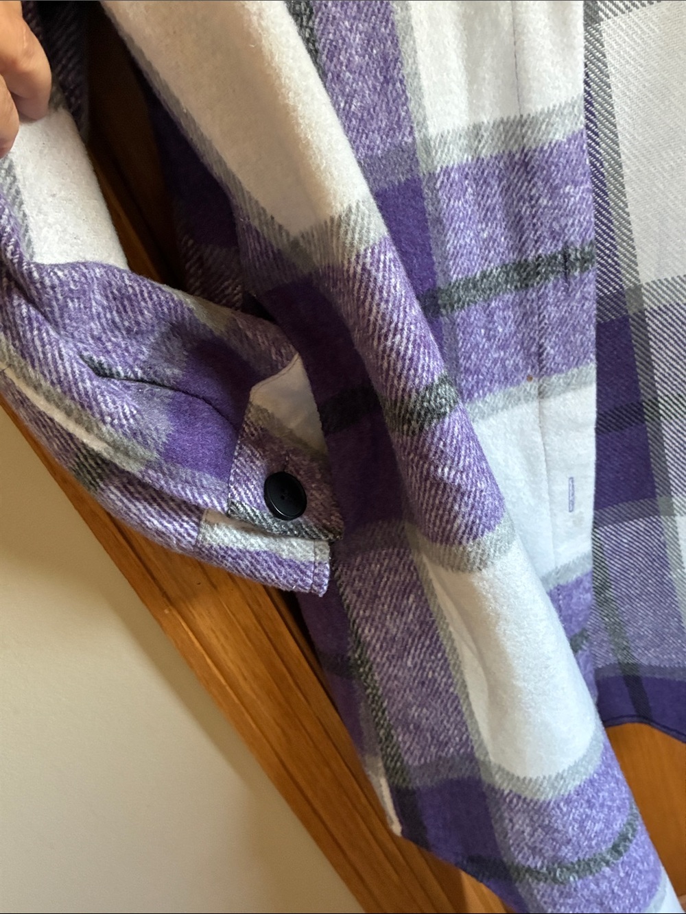 Women’s Purple Plaid Lightweight long shacket - Picture 3 of 10